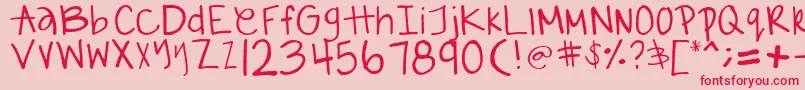 GabiieSHandwritting Font – Red Fonts on Pink Background