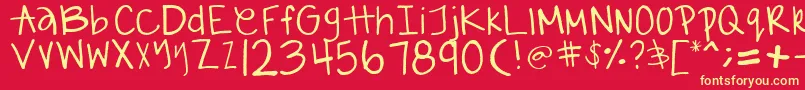 フォントGabiieSHandwritting – 黄色の文字、赤い背景
