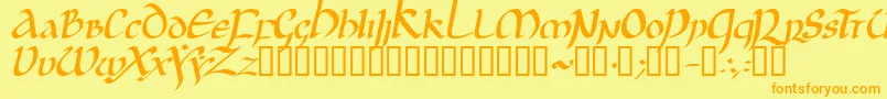 JgjUncialItalic Font – Orange Fonts on Yellow Background