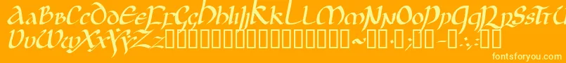 JgjUncialItalic-Schriftart – Gelbe Schriften auf orangefarbenem Hintergrund