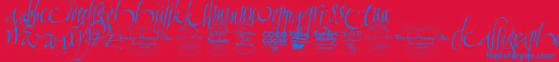 Czcionka CalligraphunkTrial – niebieskie czcionki na czerwonym tle