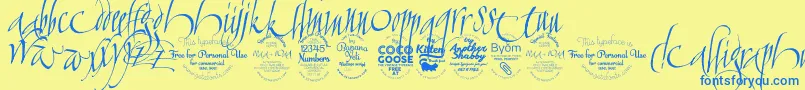 CalligraphunkTrial Font – Blue Fonts on Yellow Background