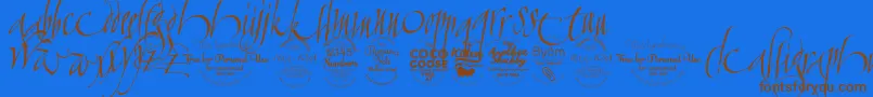 Fonte CalligraphunkTrial – fontes marrons em um fundo azul