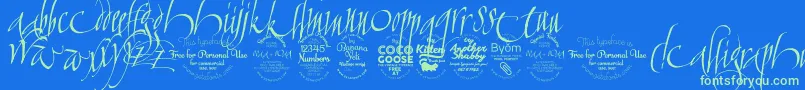 Fonte CalligraphunkTrial – fontes verdes em um fundo azul