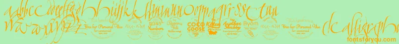 Czcionka CalligraphunkTrial – pomarańczowe czcionki na zielonym tle