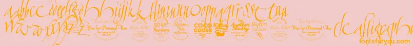 フォントCalligraphunkTrial – オレンジの文字がピンクの背景にあります。
