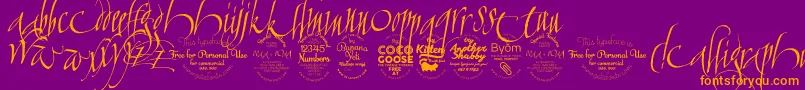 Fonte CalligraphunkTrial – fontes laranjas em um fundo violeta