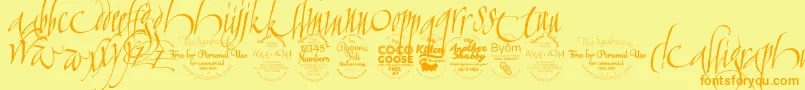 フォントCalligraphunkTrial – オレンジの文字が黄色の背景にあります。