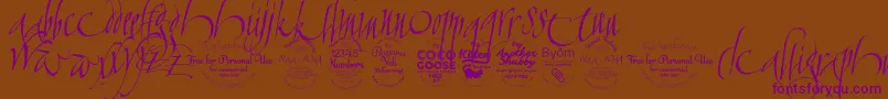 CalligraphunkTrial-Schriftart – Violette Schriften auf braunem Hintergrund