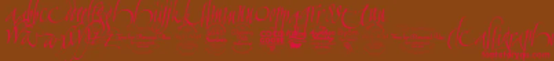 CalligraphunkTrial-Schriftart – Rote Schriften auf braunem Hintergrund
