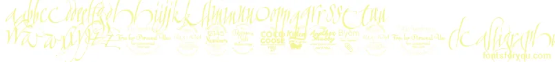 フォントCalligraphunkTrial – 白い背景に黄色の文字