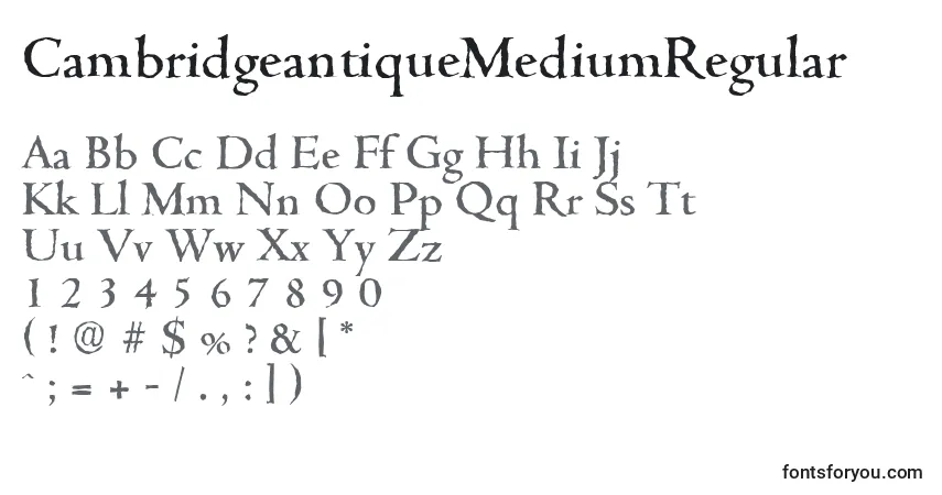 A fonte CambridgeantiqueMediumRegular – alfabeto, números, caracteres especiais