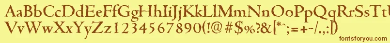 CambridgeantiqueMediumRegular-Schriftart – Braune Schriften auf gelbem Hintergrund
