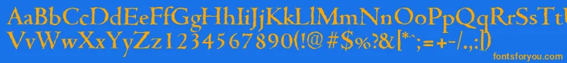 CambridgeantiqueMediumRegular-Schriftart – Orangefarbene Schriften auf blauem Hintergrund