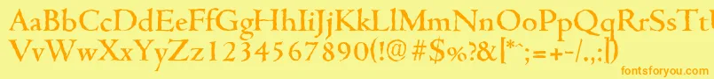 フォントCambridgeantiqueMediumRegular – オレンジの文字が黄色の背景にあります。