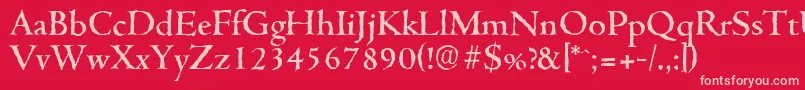 Weitere Informationen zur CambridgeantiqueMediumRegular-Schriftart CambridgeantiqueMediumRegular-Schriftart – Rosa Schriften auf rotem Hintergrund