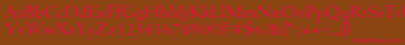 フォントCambridgeantiqueMediumRegular – 赤い文字が茶色の背景にあります。
