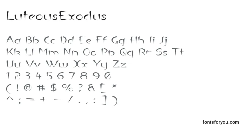 LuteousExodus-fontti – aakkoset, numerot, erikoismerkit