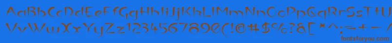 フォントLuteousExodus – 茶色の文字が青い背景にあります。