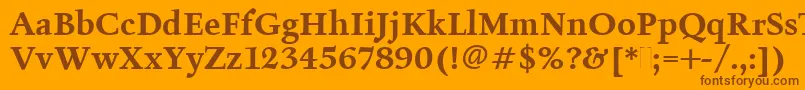FiguralBoldPlain-fontti – ruskeat fontit oranssilla taustalla