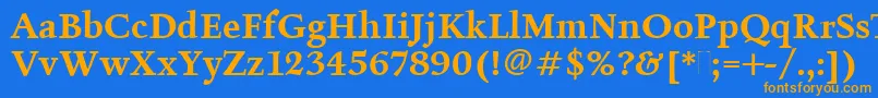フォントFiguralBoldPlain – オレンジ色の文字が青い背景にあります。