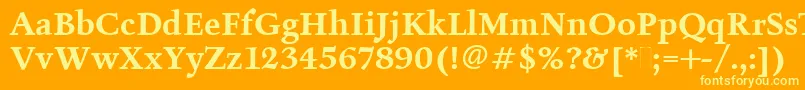FiguralBoldPlain-fontti – keltaiset fontit oranssilla taustalla