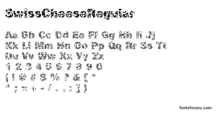 A fonte SwissCheeseRegular – alfabeto, números, caracteres especiais