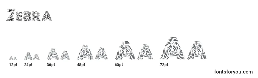 Größen der Schriftart Zebra