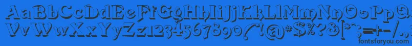 フォントDevinne Swash Shadow – 黒い文字の青い背景
