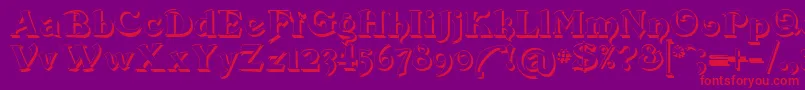 Devinne Swash Shadow-Schriftart – Rote Schriften auf violettem Hintergrund