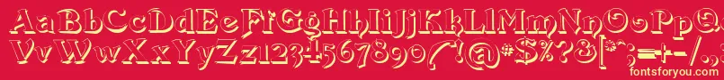 Devinne Swash Shadow Font – Yellow Fonts on Red Background