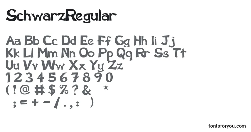 Schriftart SchwarzRegular – Alphabet, Zahlen, spezielle Symbole