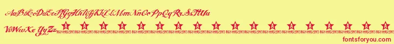 AngeltearsTrial-Schriftart – Rote Schriften auf gelbem Hintergrund