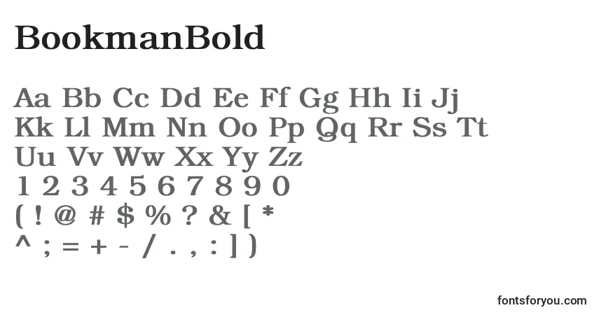 Шрифт BookmanBold – алфавит, цифры, специальные символы