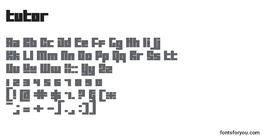 Шрифт Tutor – алфавит, цифры, специальные символы