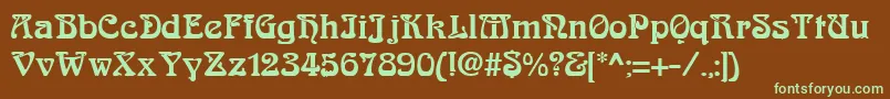 AndreianRegular-fontti – vihreät fontit ruskealla taustalla