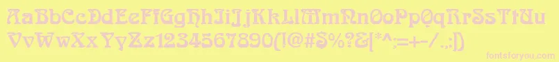 AndreianRegular-fontti – vaaleanpunaiset fontit keltaisella taustalla