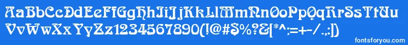 フォントAndreianRegular – 青い背景に白い文字