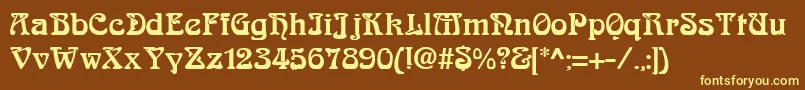 AndreianRegular-fontti – keltaiset fontit ruskealla taustalla