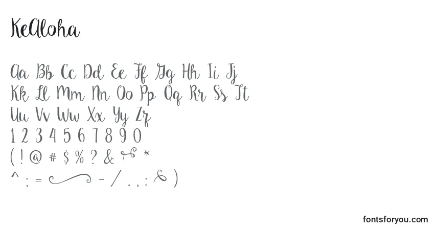 Czcionka KeAloha – alfabet, cyfry, specjalne znaki