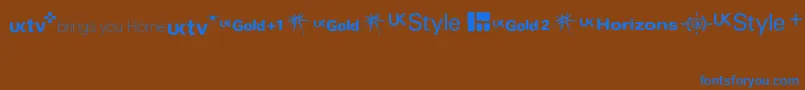 TvlogosUktv-fontti – siniset fontit ruskealla taustalla