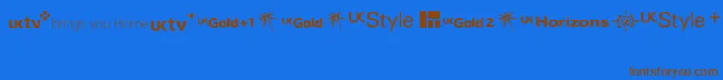 TvlogosUktv-Schriftart – Braune Schriften auf blauem Hintergrund