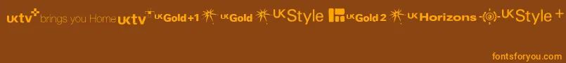 TvlogosUktv Font – Orange Fonts on Brown Background
