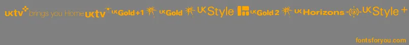 TvlogosUktv-Schriftart – Orangefarbene Schriften auf grauem Hintergrund