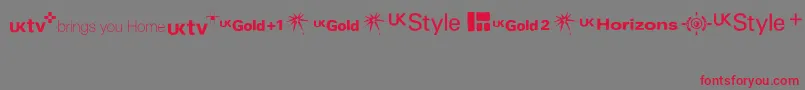 フォントTvlogosUktv – 赤い文字の灰色の背景