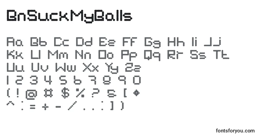 BnSuckMyBalls Font – alphabet, numbers, special characters