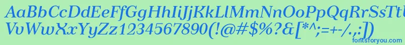 TusardecotextItalic Font – Blue Fonts on Green Background