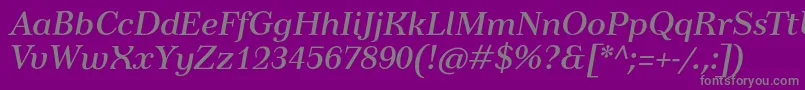 フォントTusardecotextItalic – 紫の背景に灰色の文字