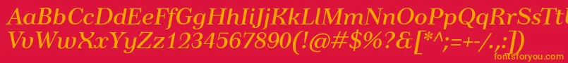 TusardecotextItalic Font – Orange Fonts on Red Background