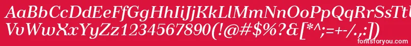 フォントTusardecotextItalic – 赤い背景に白い文字